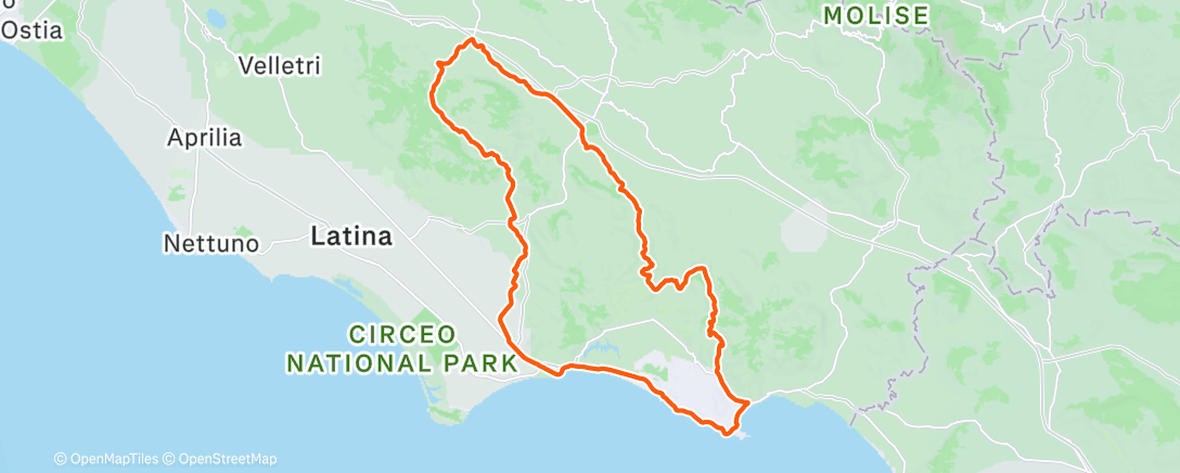 Map of the activity, Pedalata mattutina