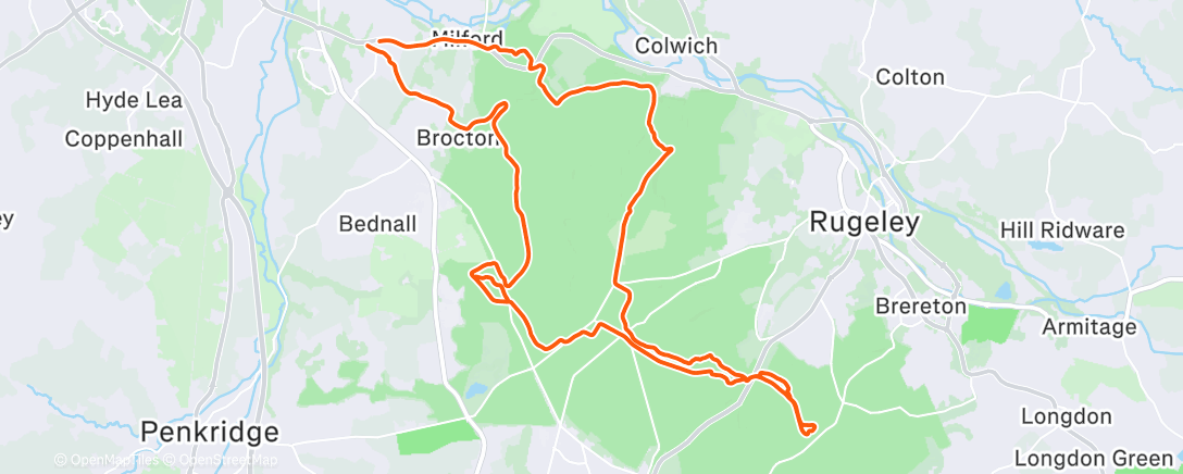 Map of the activity, Lunch Mountain Bike Ride