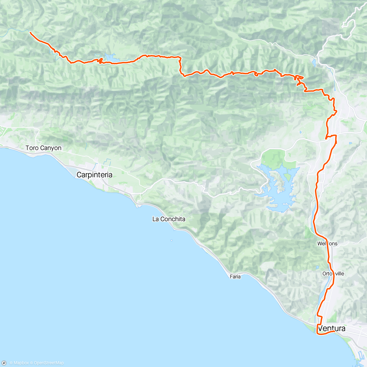 Map of the activity, Tour de Los Padres day 6: certified rugged