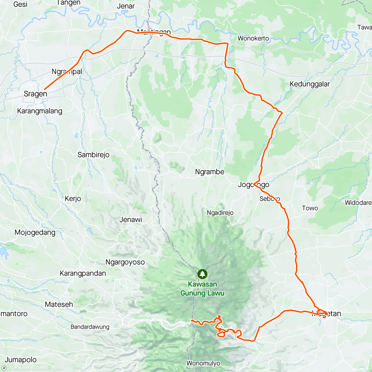 Map of the activity, Day 2. Cemoro kandang- Magetan-Sragen