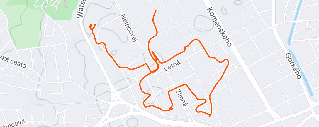 Map of the activity, Afternoon Run