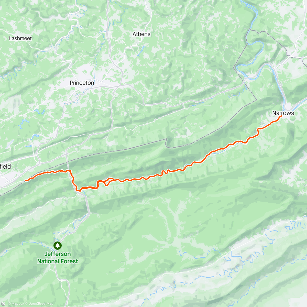 Mapa da atividade, Old Wolf Creek/East mountain