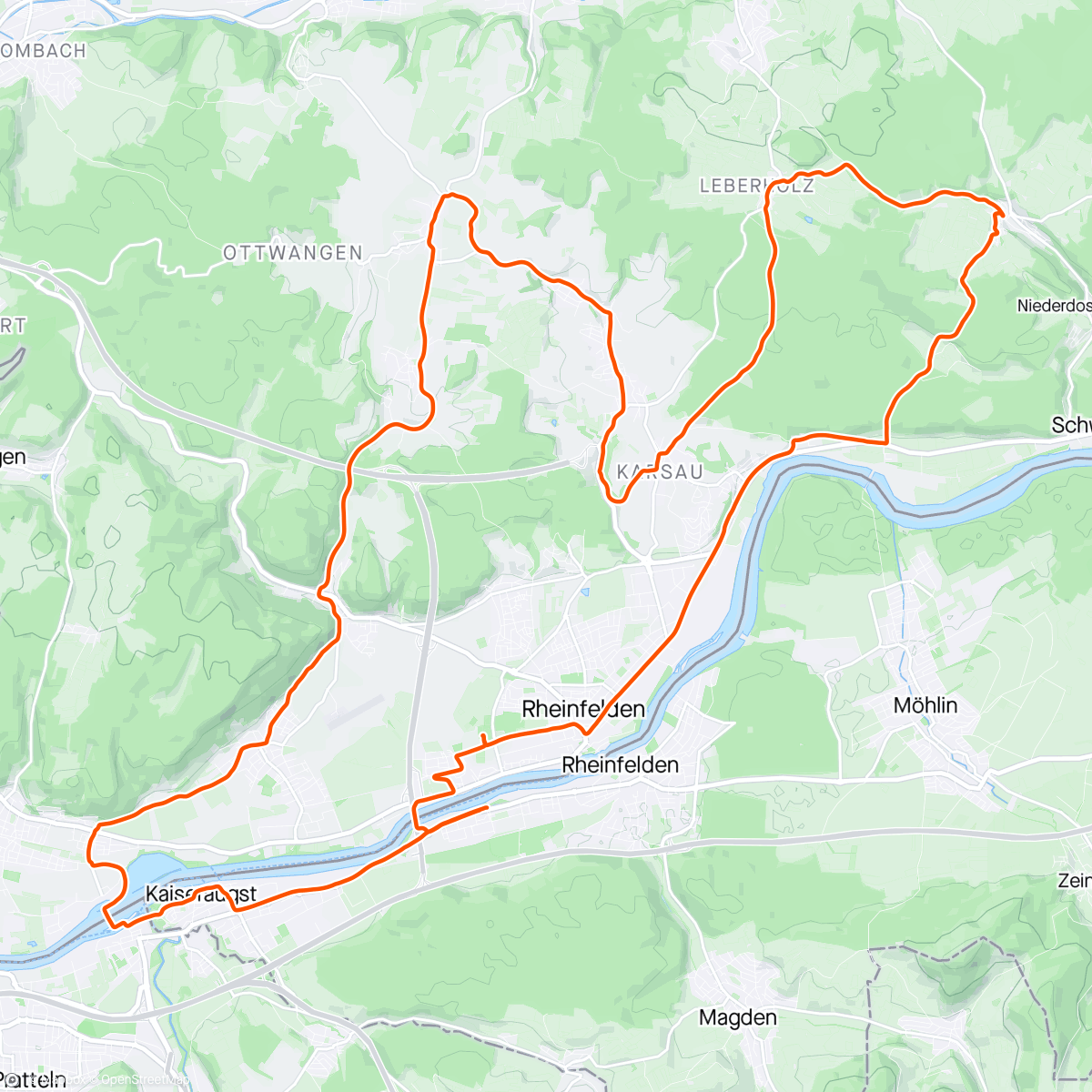 Map of the activity, Abendrunde - hügelig