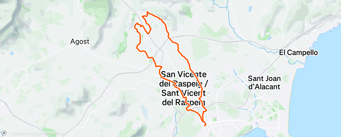 Map of the activity, Bicicleta de montaña por la tarde