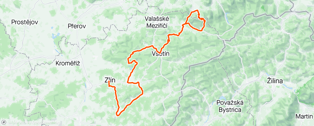 Map of the activity, Czech Tour 2 Zlin - Pustevny