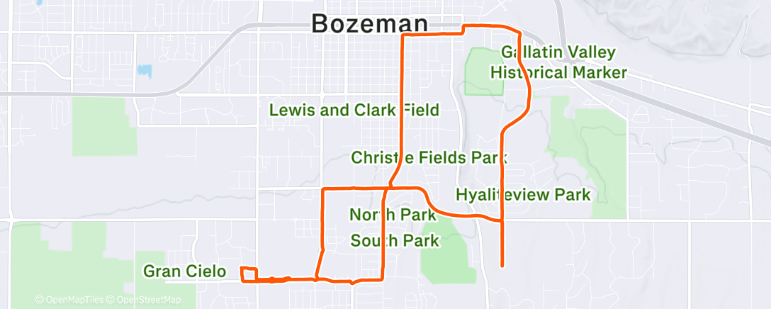 Map of the activity, Lunch Run