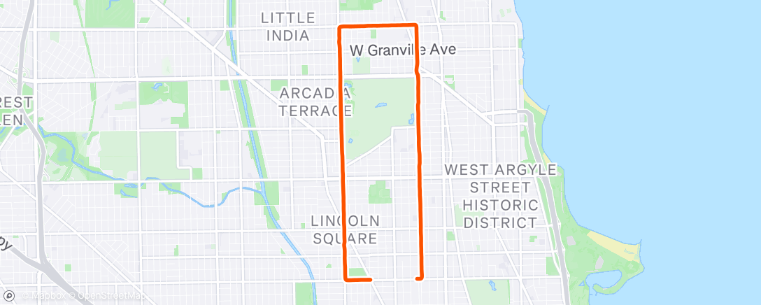 Map of the activity, Afternoon Run