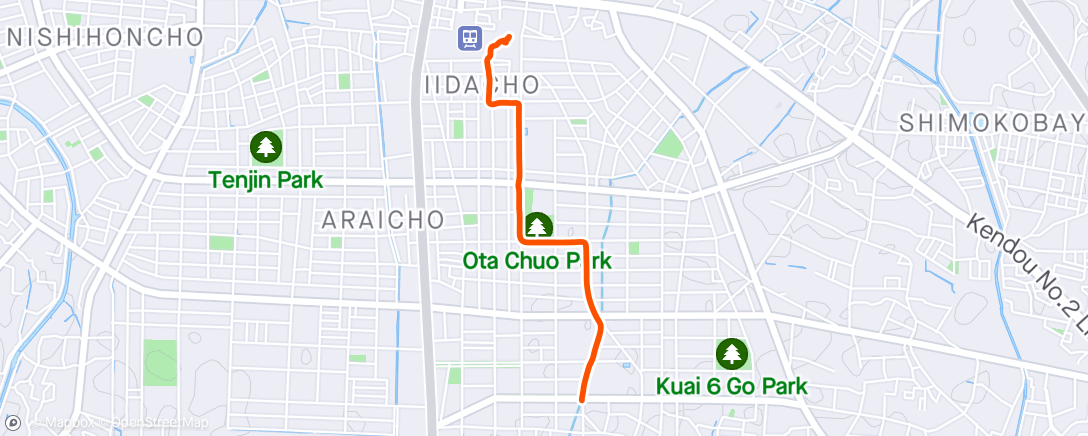 Map of the activity, Bike to Train