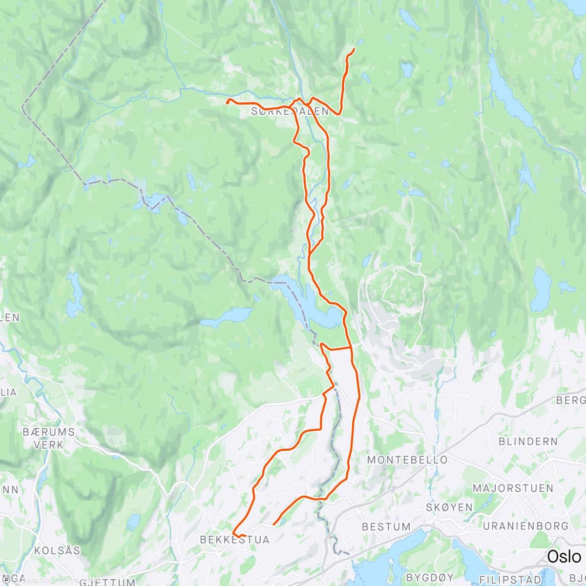 Map of the activity, Sørkedalen m/gravel extensions