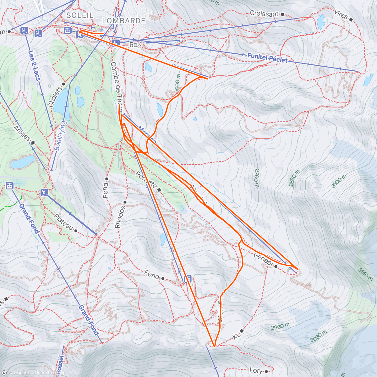 Map of the activity, Val Thorens