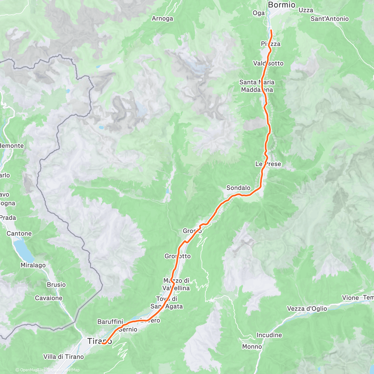 Карта физической активности (ROUVY - Bormio to Tirano | Italy)