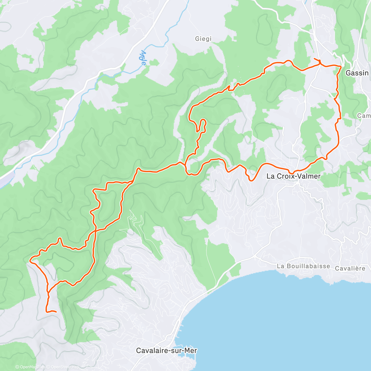 Map of the activity, Graveling & hiking ✝