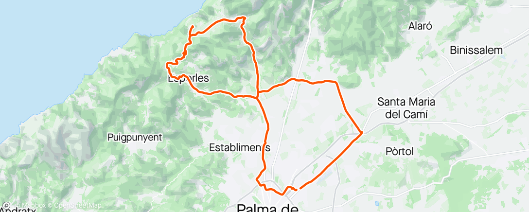 Mapa de la actividad, 2 en ruta, Valdemossa, Coll d'en Claret, Esporles, Festival 🚴🚴