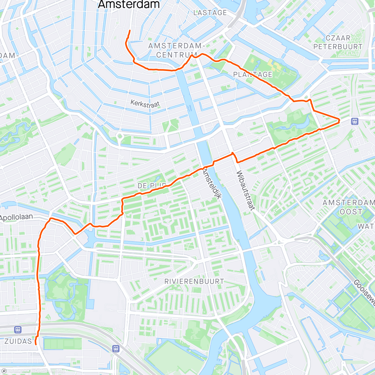 Mappa dell'attività Namiddagloop van Zuid, naar Oost, naar Centrum