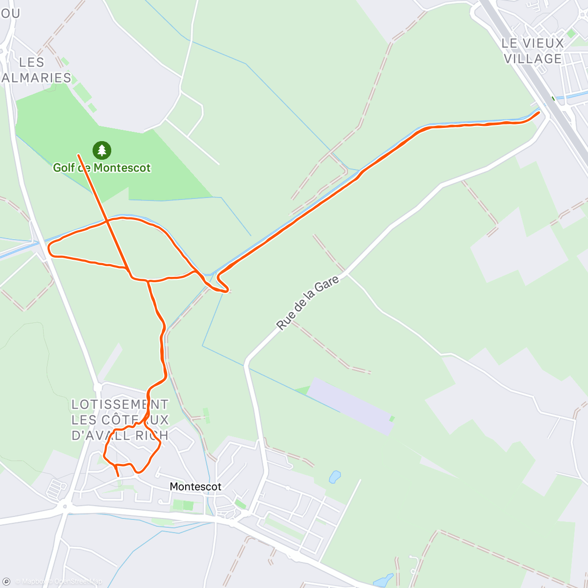 Map of the activity, Course à pied dans l'après-midi