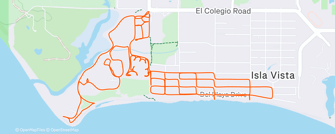 Карта физической активности (Afternoon Run, Isla Vista, CA)