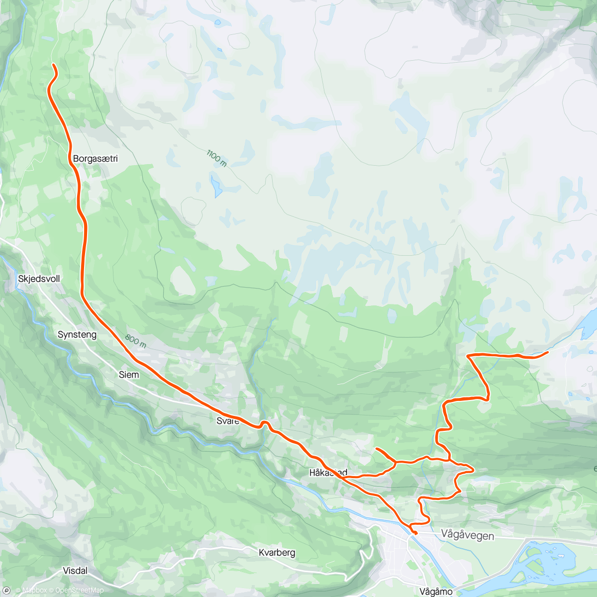 Map of the activity, Ladejogg 🏃‍♀️Enda ei stund til vegen mot Blåhøe åpna😂❄️