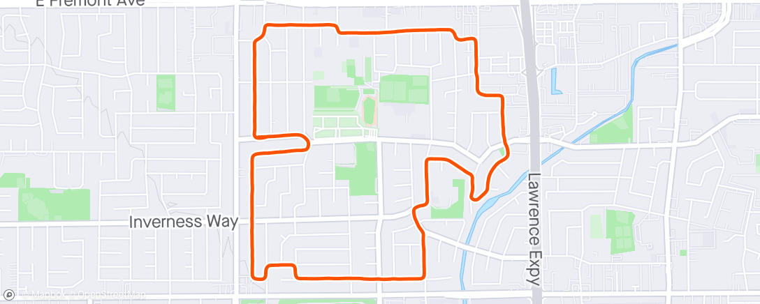 Map of the activity, Evening Run