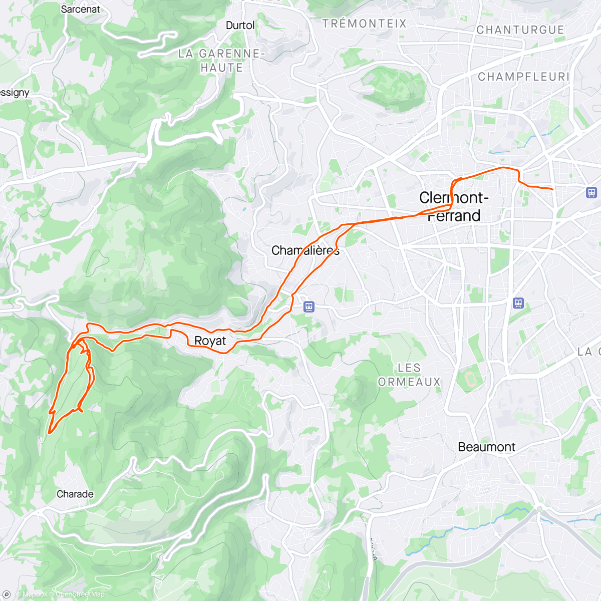 Map of the activity, Sortie VTT de nuit