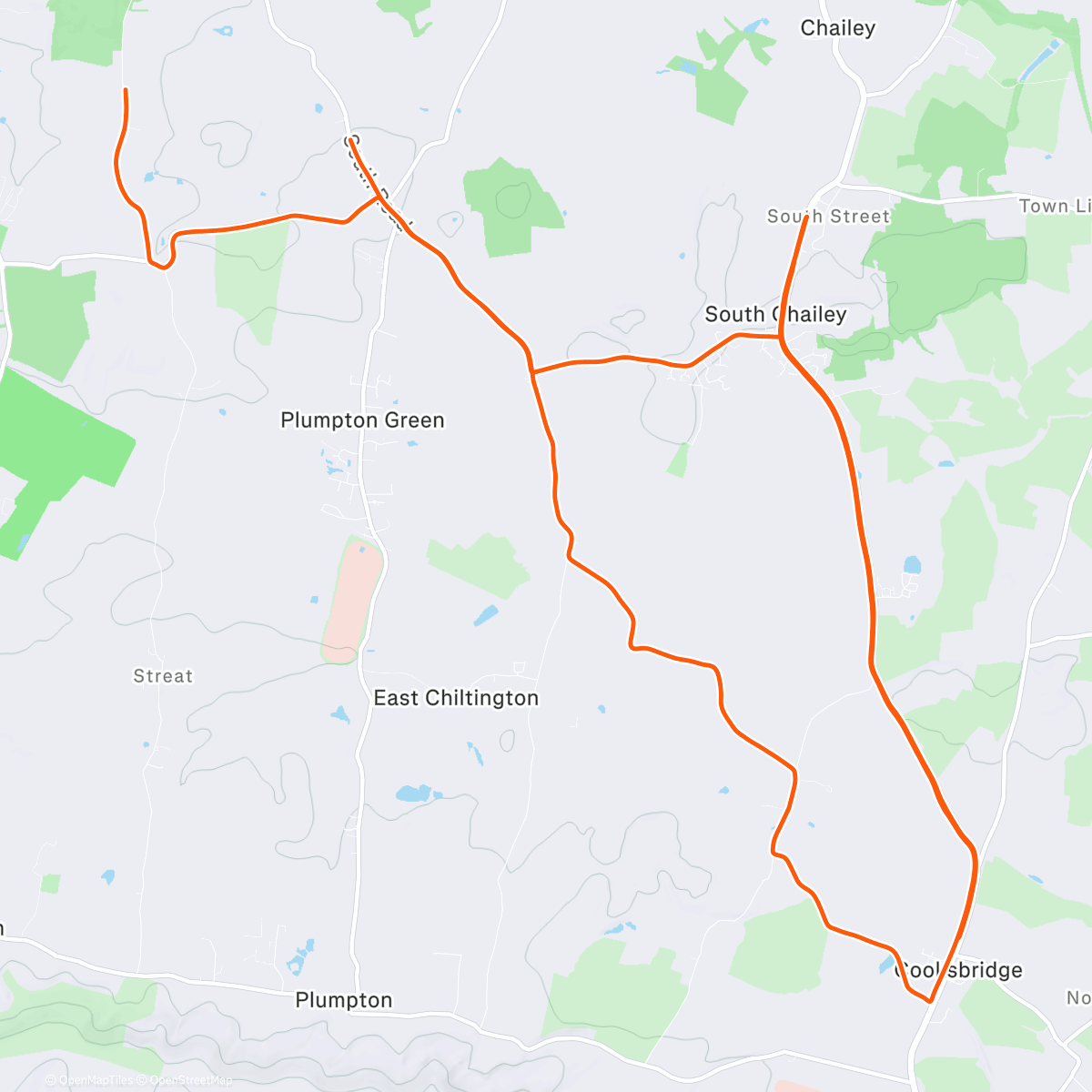 Map of the activity, 2x(6x30sec on/30sec off) then straight into 6x1min at 110% ftp