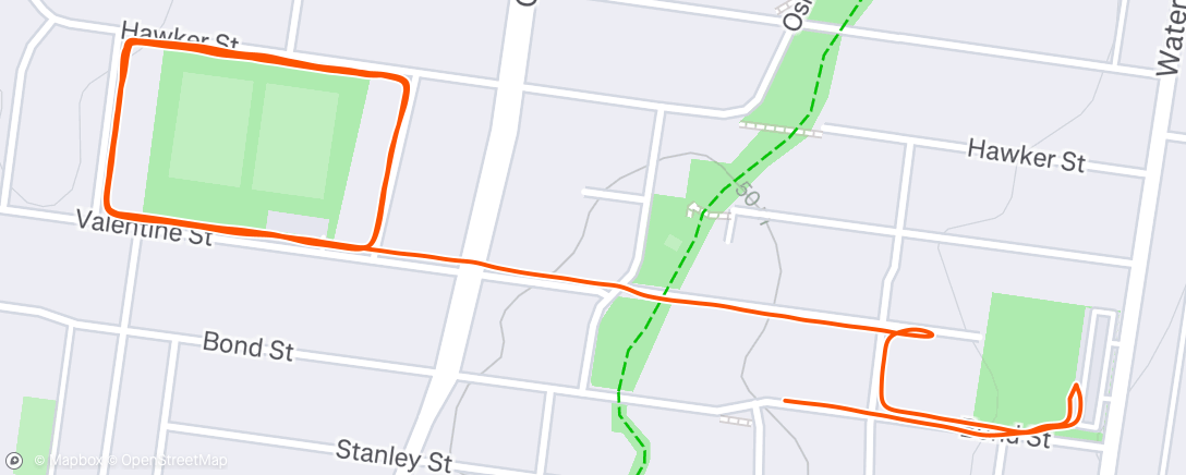 Map of the activity, Afternoon Run