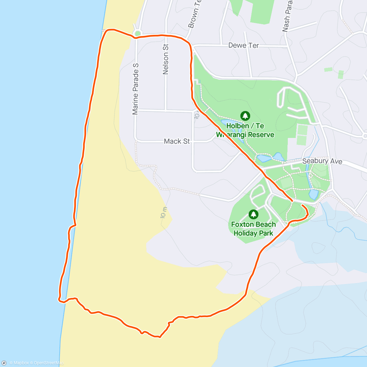 Mapa da atividade, Afternoon walk Foxton Beach