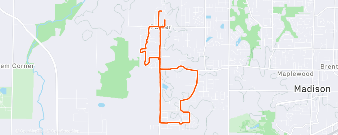 Map of the activity, Afternoon Run