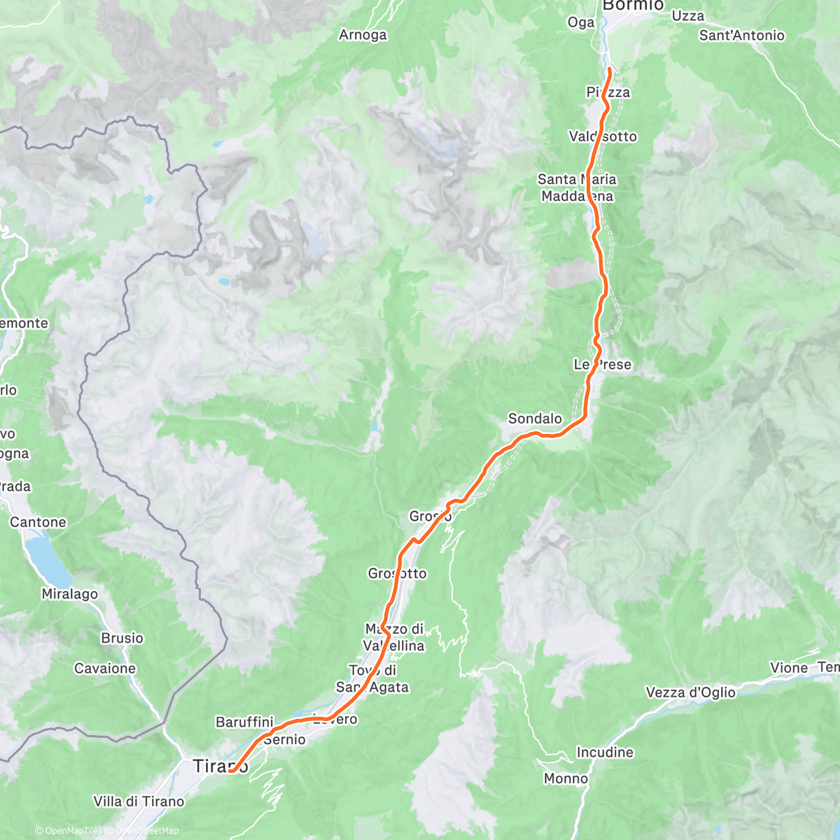 Map of the activity, ROUVY - Bormio to Tirano | Italy