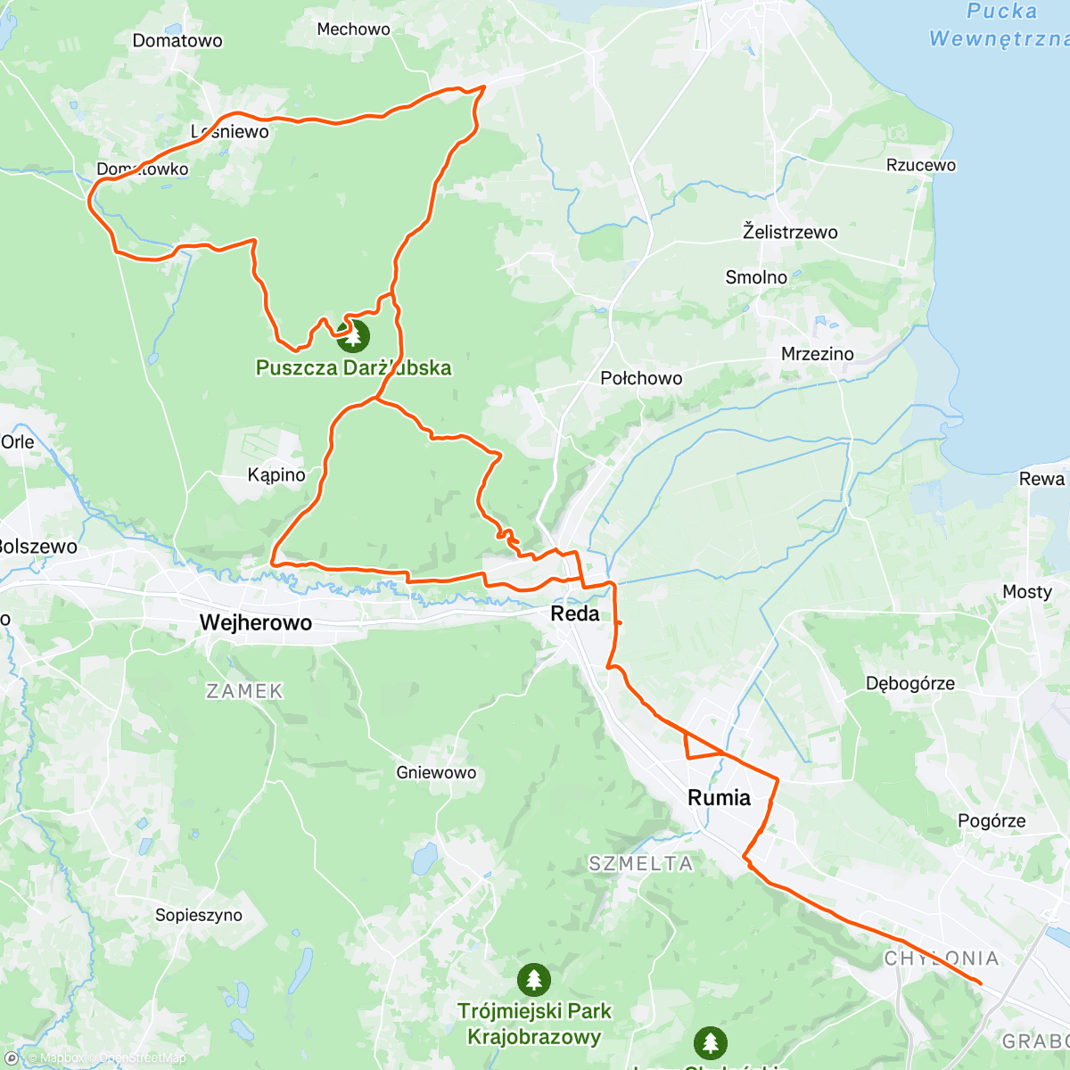 Map of the activity, Lunch Ride