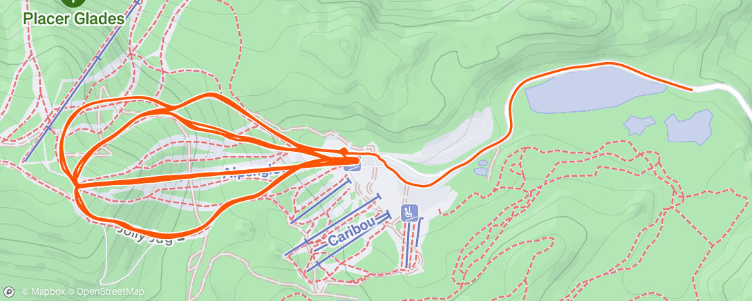 Map of the activity, 2 hour shred sesh