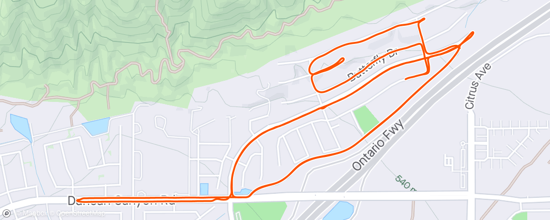 Map of the activity, Ride around the block