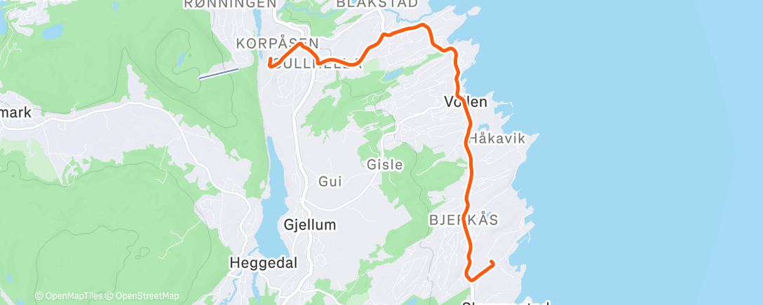 Map of the activity, Morning Run. Psst! Jeg selger 2 Stryd kraftmålere