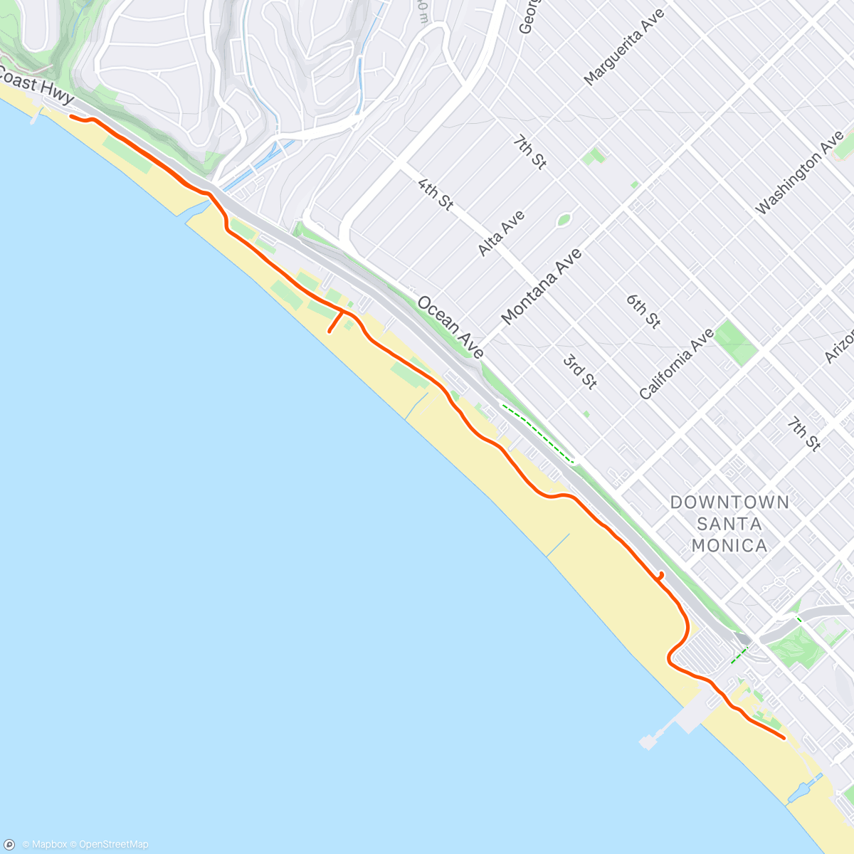 Map of the activity, Running session before breakfast in LA 🌴