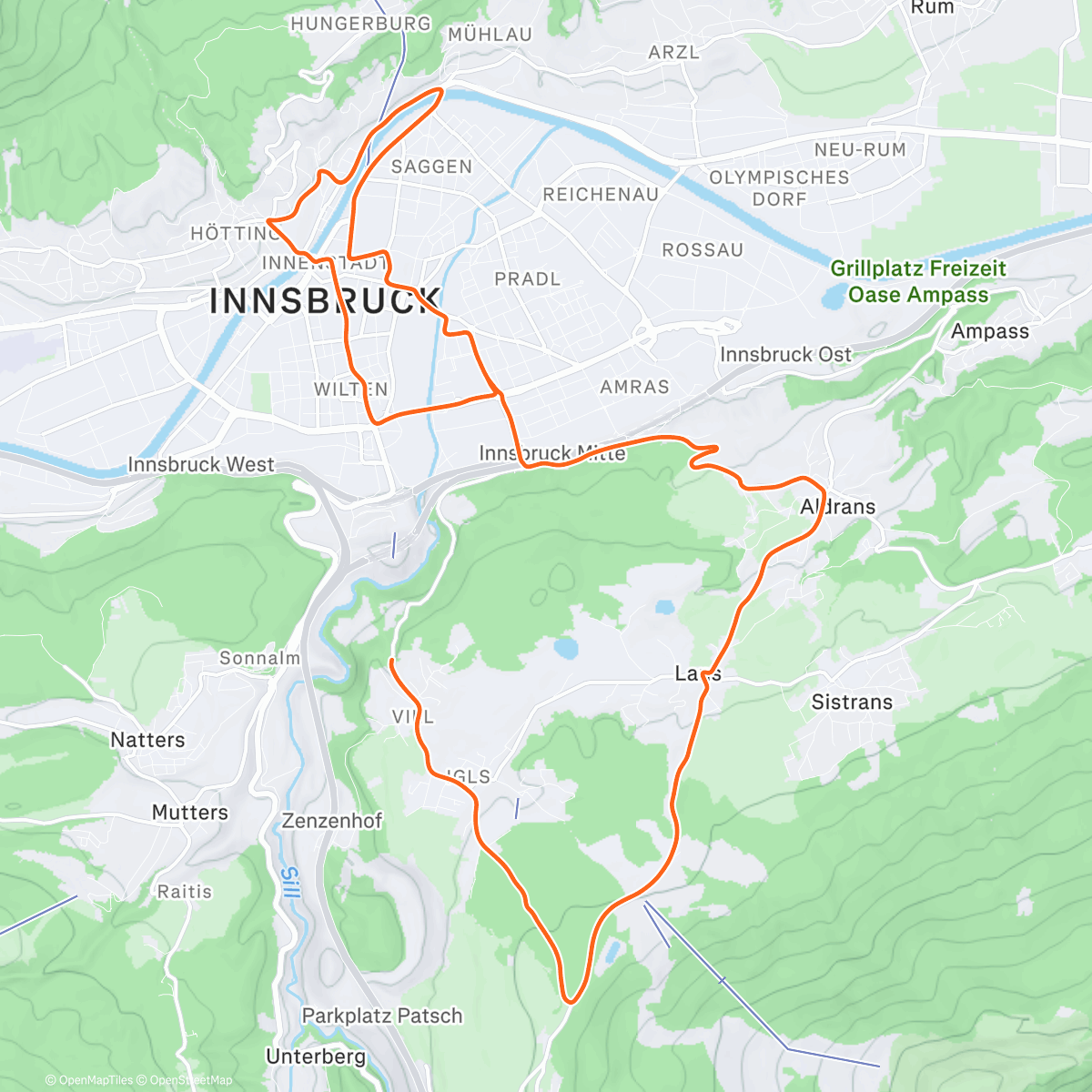 Map of the activity, Zwift - Innsbruck KOM After Party in Innsbruck