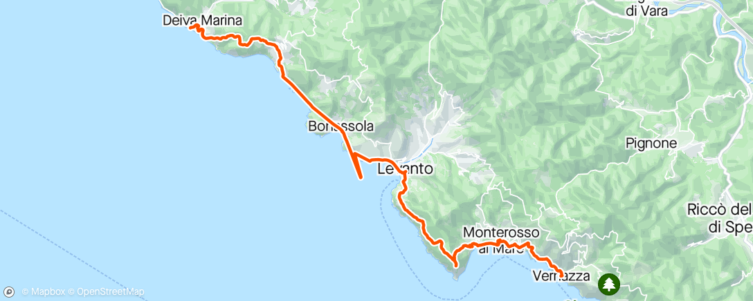 Map of the activity, sentiero liguria | da deiva a vernazza