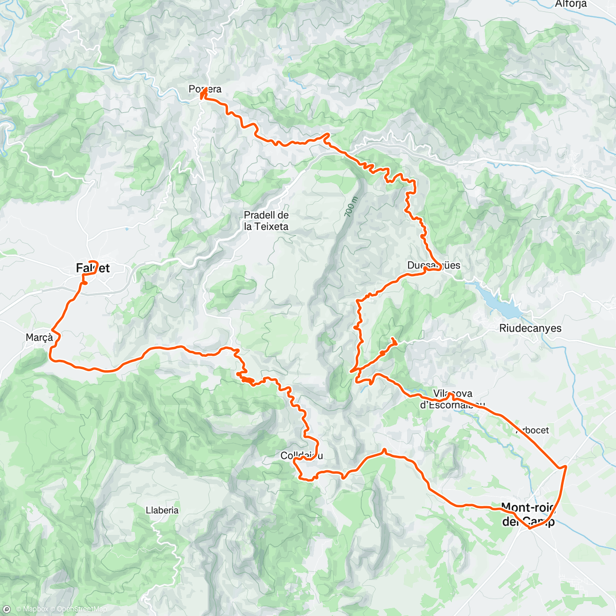 Map of the activity, A pujar el Castell d'Escornalbou