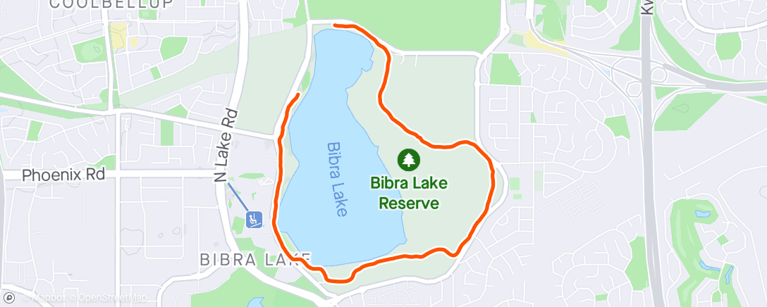 Mappa dell'attività 6km bibra lake park run humid