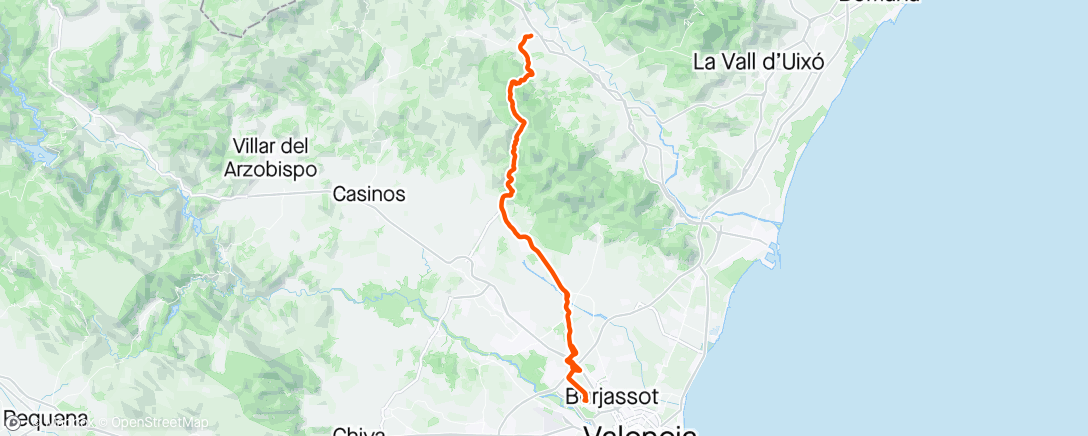 Map of the activity, Salida desde Táctica a Segorbe por el Pico del Aguila y regreso por el mismo recorrido con Rafa Torres, José Izquierdo, Jesús Mateu y el de Mislata 💪💪💪💪👏👏👏👏