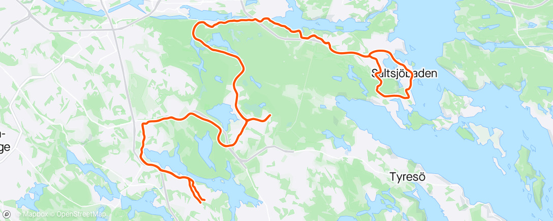 Map of the activity, Skogås - Erstavik - Saltsjöbaden runt