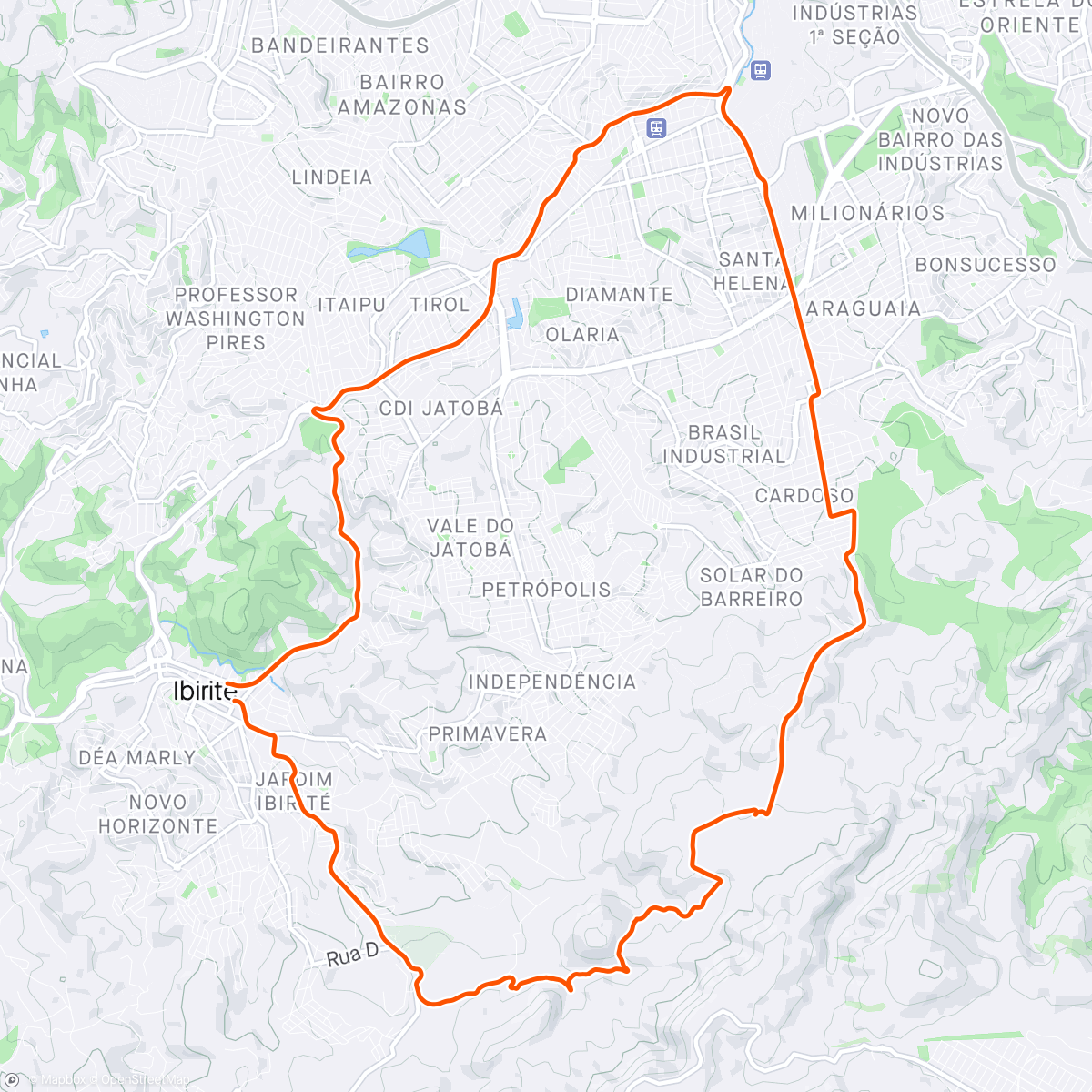 Mapa da atividade, Pedalada de mountain bike ao entardecer