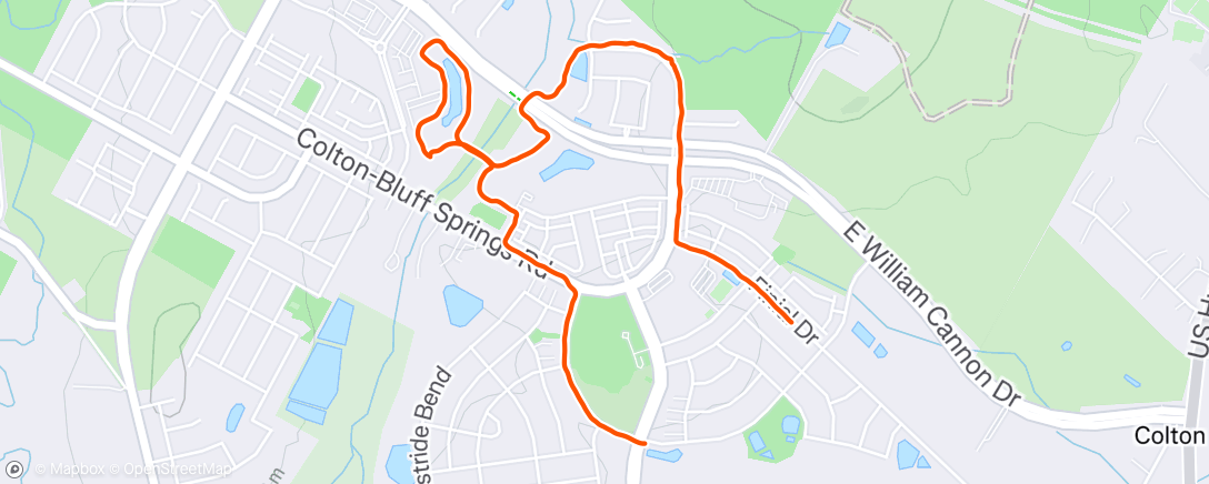 Map of the activity, Afternoon Run