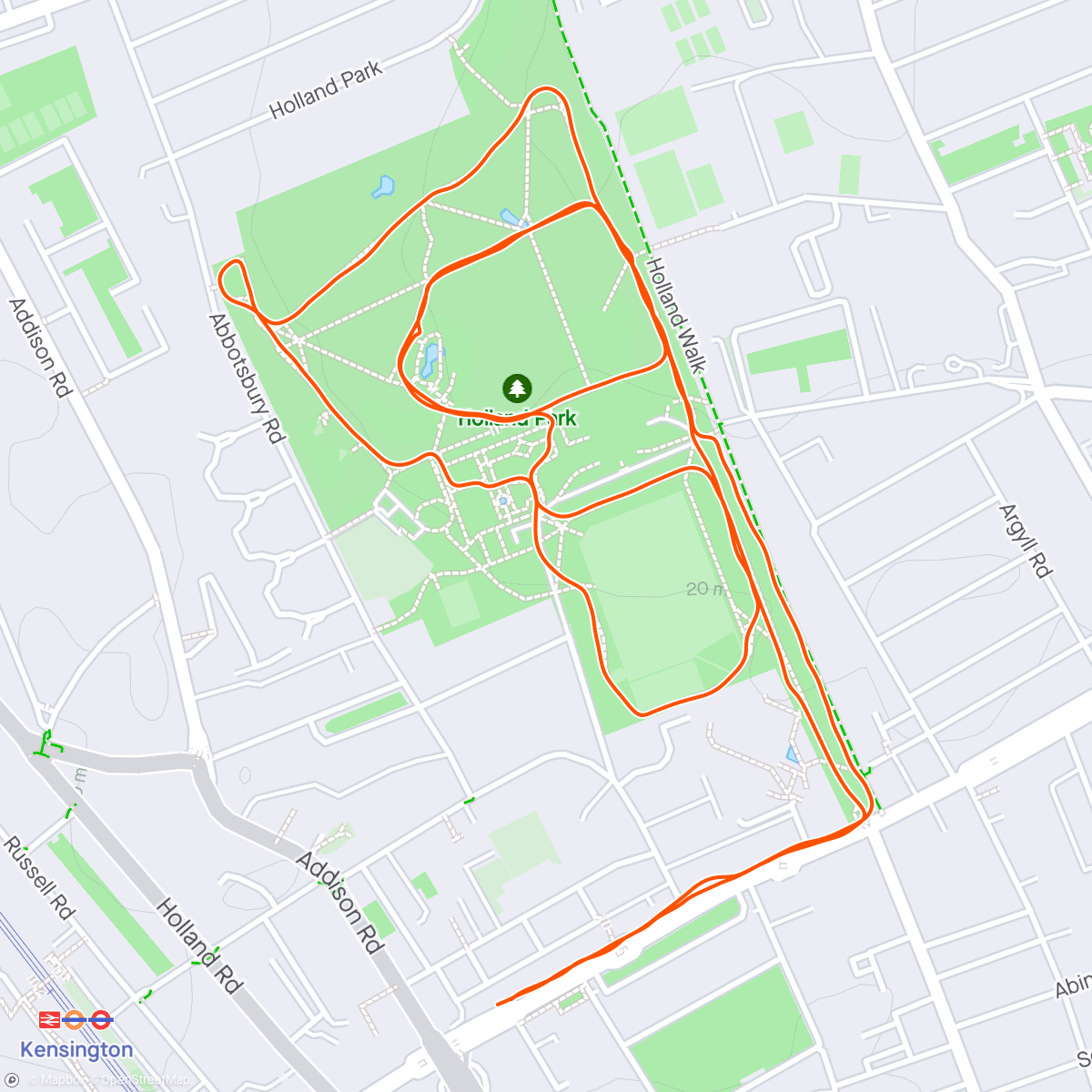 Map of the activity, Exploring Holland Park 5k