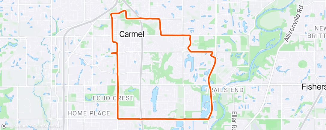 Map of the activity, 4/13/2024 Carmel Half Marathon