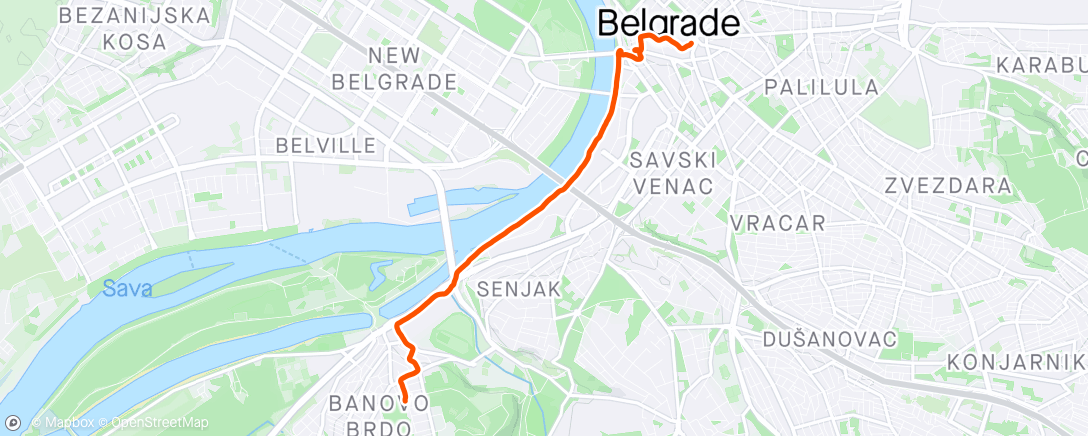Map of the activity, Belgrade in the afternoon