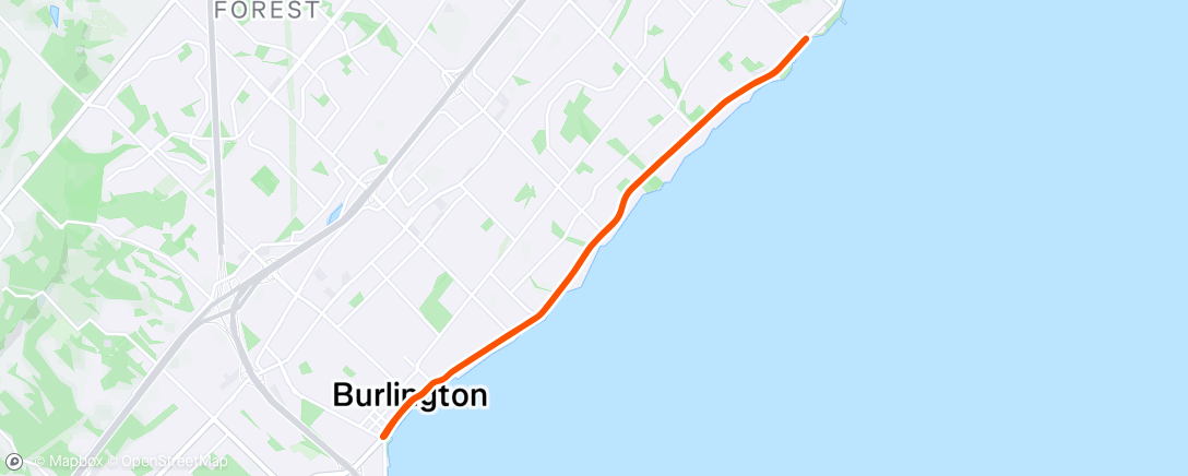 Map of the activity, Short Burlington  and back.