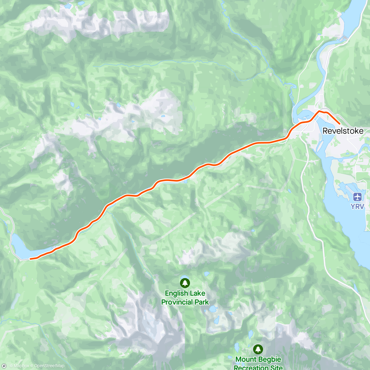 Map of the activity, ROUVY - Group Ride: Three Valley Lake to Revelstoke | Canada