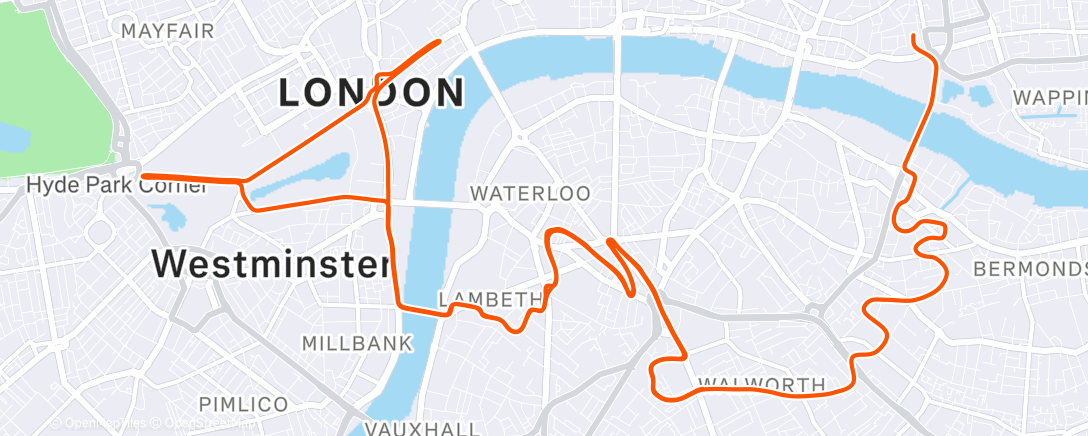 Карта физической активности (Zwift - Race: Stage 4: Fresh Outta '25: London Uprising (C) on London Uprising in London)