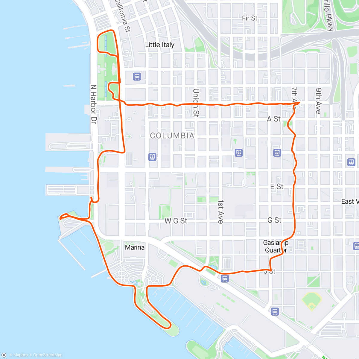 Карта физической активности (Thank you San Diego, you are giving me strength and the desire to run again. I'm better off finishing my next marathon and doing my long run.)