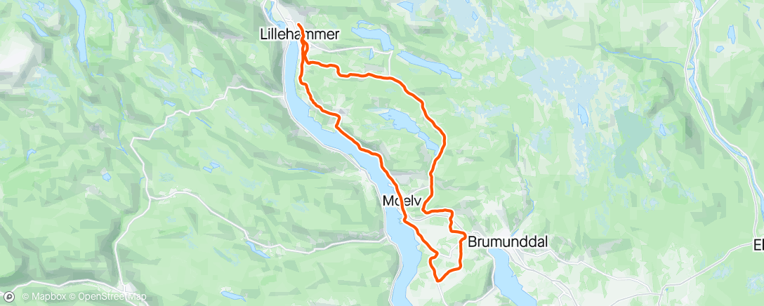 Map of the activity, Moelv-Jølstad-Rudshøgda-Tandeskogen-Lismarka