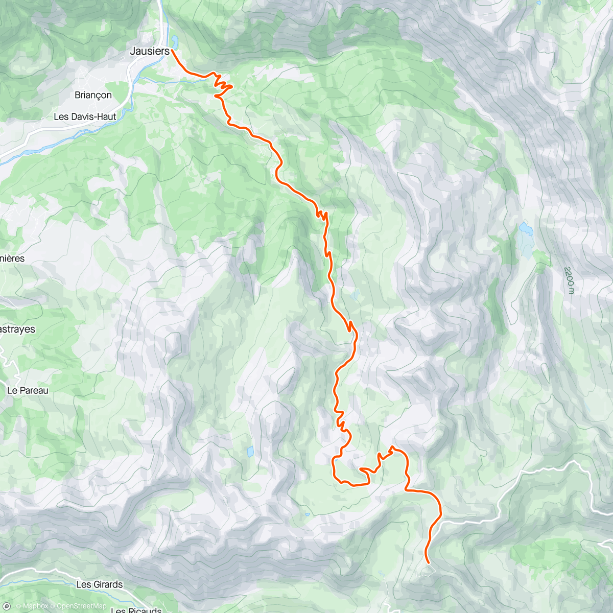 Map of the activity, ROUVY - descente bonnette vers jausiers